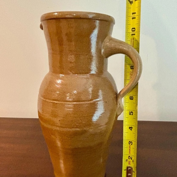 Rare European Vintage Glazed Stoneware Pottery Pitcher Jug 11" - Picture 7 of 10